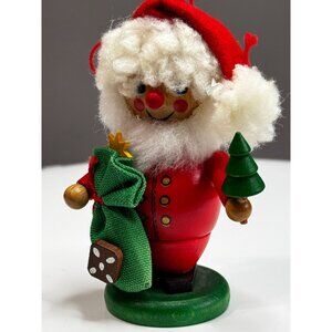 Holzkunst Christian Ulbricht Santa Holding Tree & Toy Sack West Germany 4"